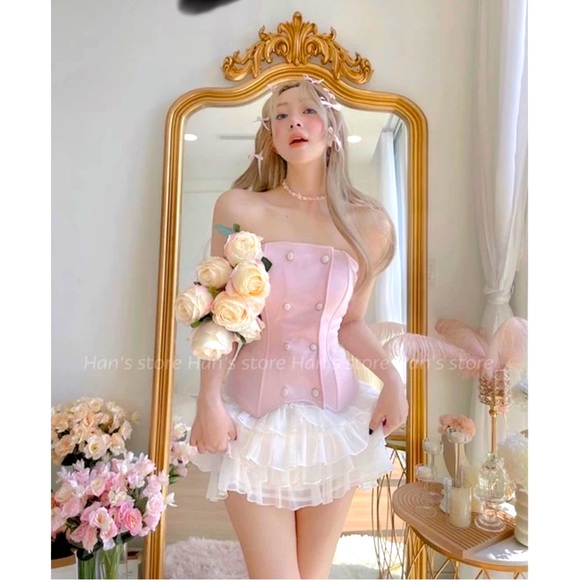 Dresses | Pink Corset White Skirt | Poshmark
